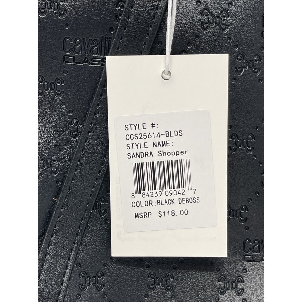 NEW Cavalli Class Sandra Shopper Tote Bag Black Onyx Logo Medium NWT $118 MSRP - Picture 4 of 13